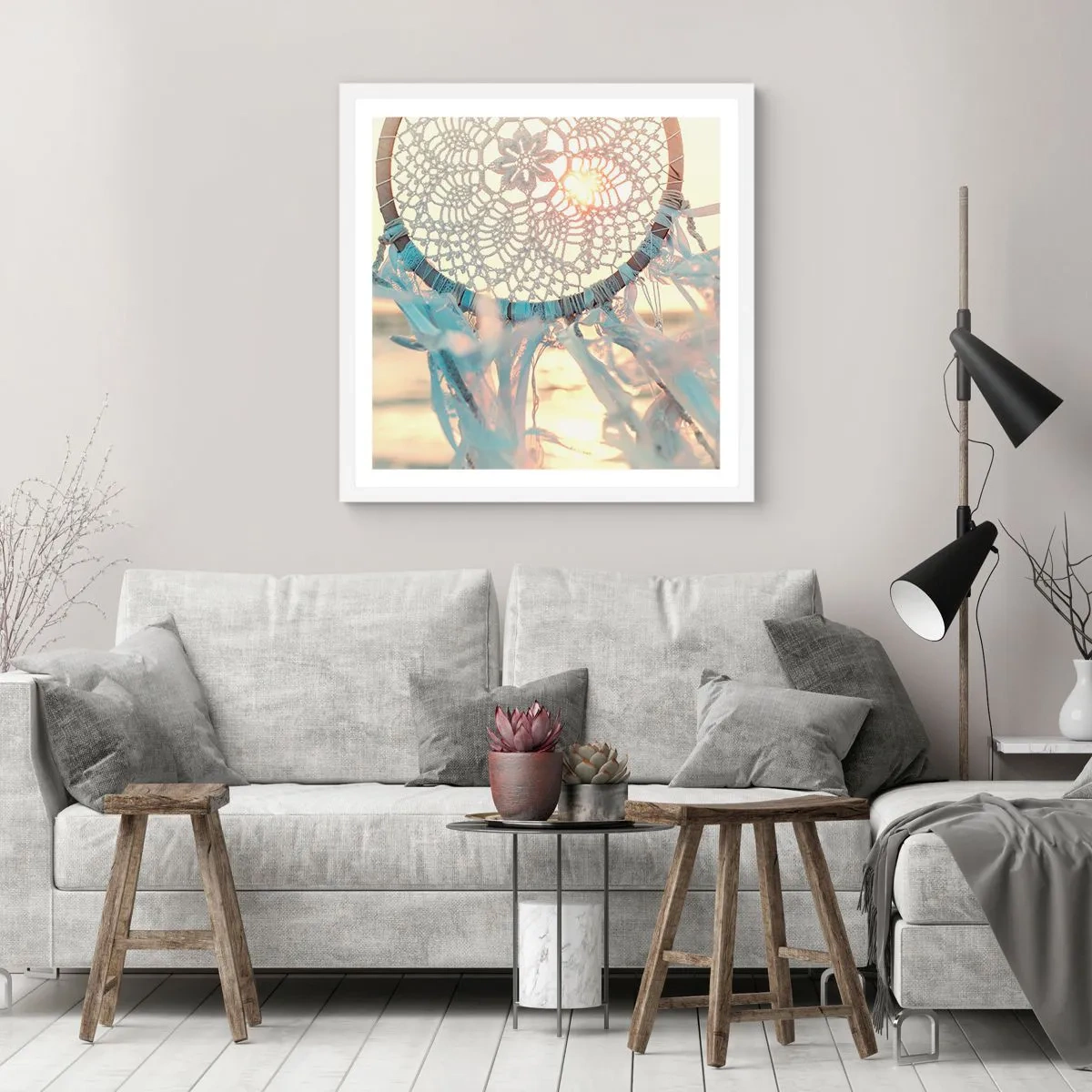 Pôster em moldura branca - Totem de renda - 60x60 cm
