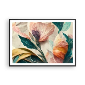 Pôster com moldura preta - Flores das ilhas do sul - 100x70 cm