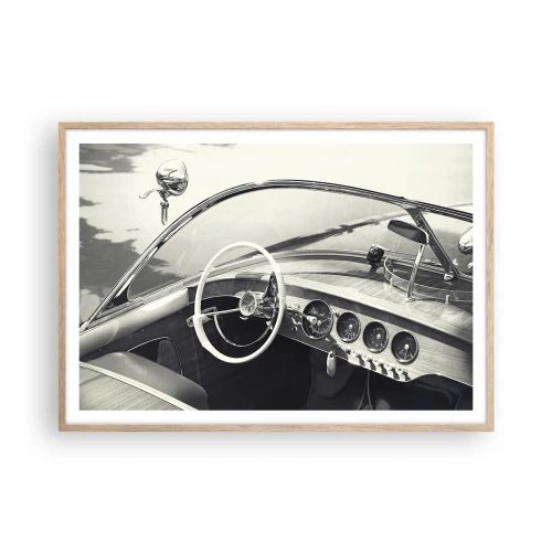 Pôster com moldura de carvalho claro - Tempo para os ricos - 100x70 cm