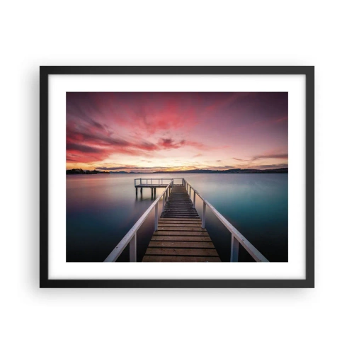 Pôster com moldura preta - A chama suave da noite - 50x40 cm