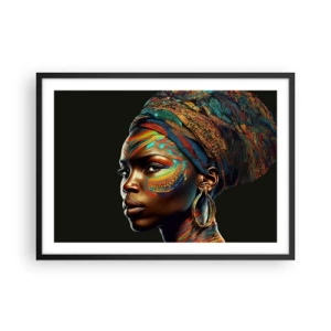 Pôster com moldura preta - Rainha africana - 70x50 cm