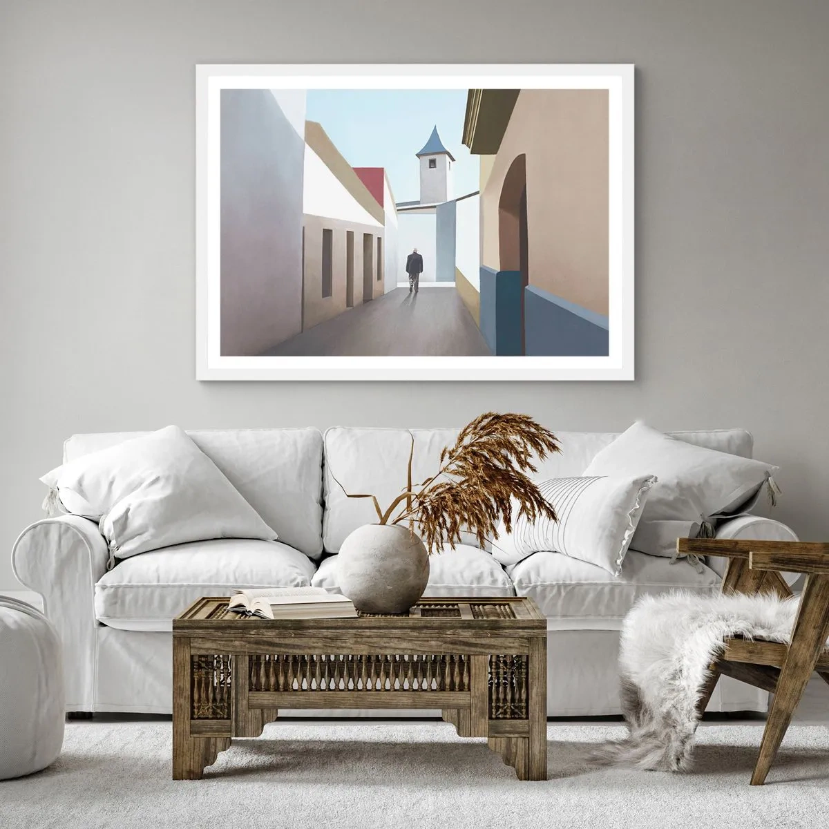 Pôster em moldura branca - Um passeio ensolarado - 60x60 cm