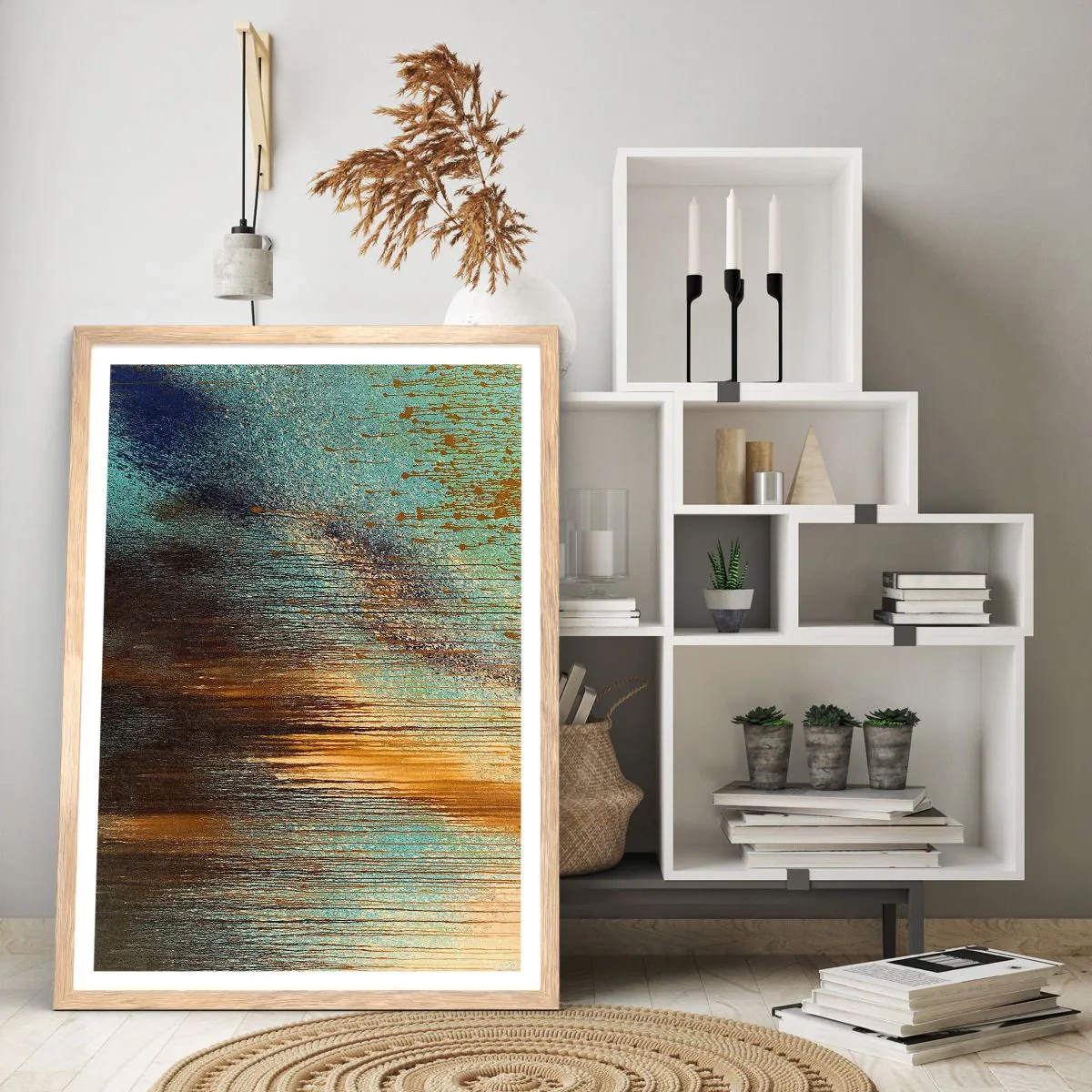 Pôster com moldura de carvalho claro - Uma composição colorida não acidental - 50x70 cm