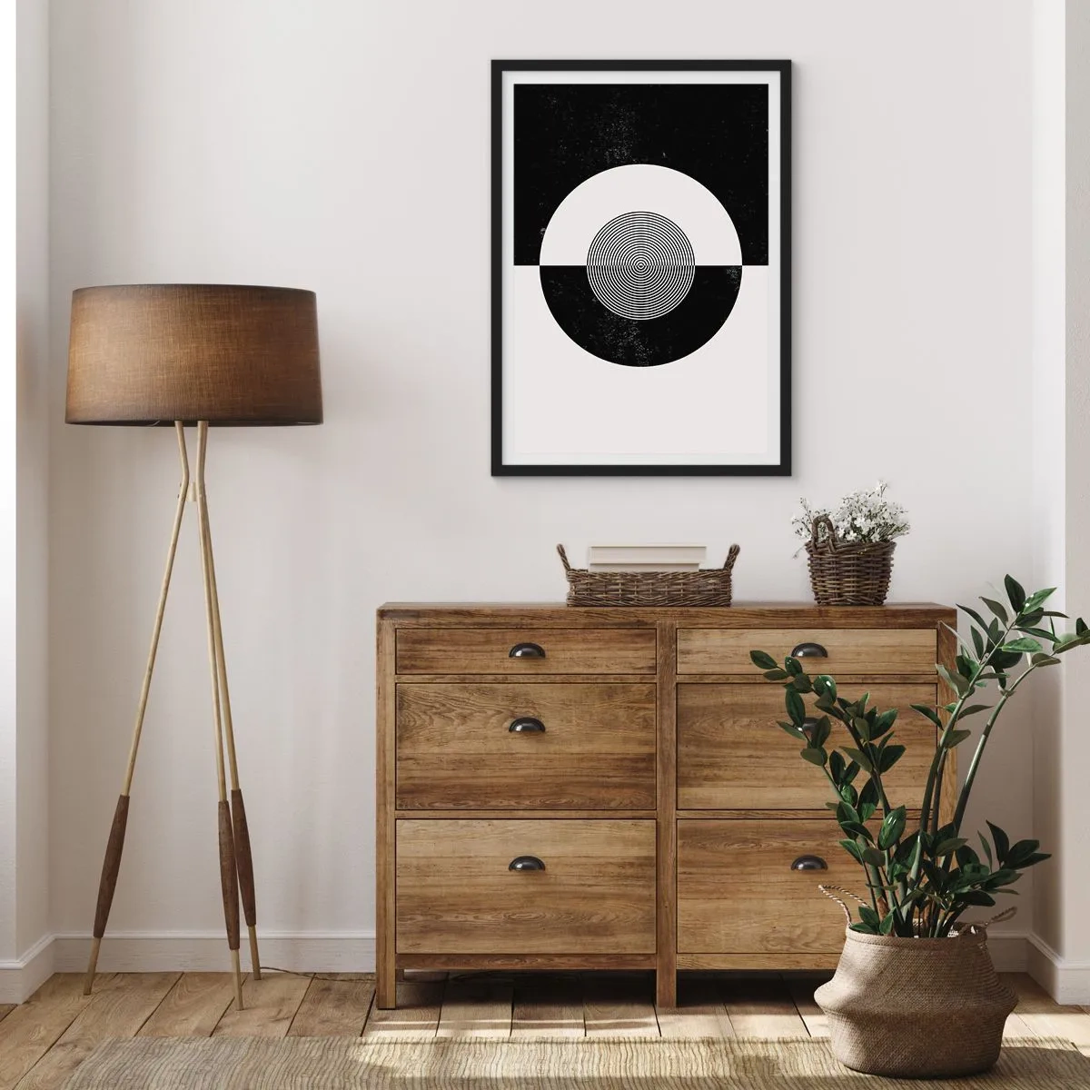 Pôster com moldura preta - Harmonia a preto e branco - 40x50 cm