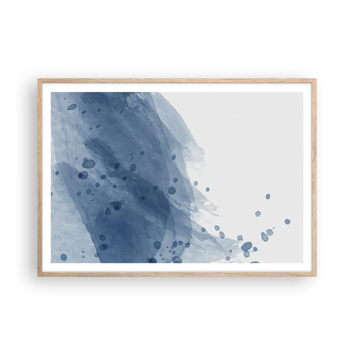 Pôster com moldura de carvalho claro - Tule azul - 100x70 cm