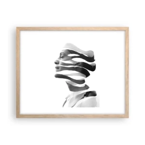 Pôster com moldura de carvalho claro - Retrato surrealista - 50x40 cm