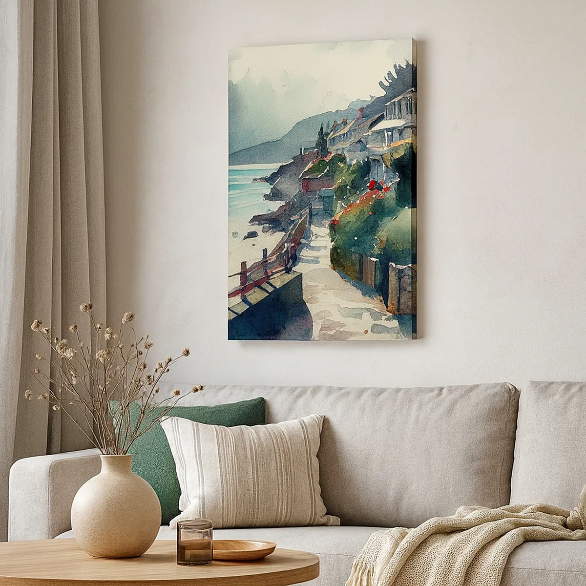 Quadro em tela - Cidade mediterrânea - 50x70 cm