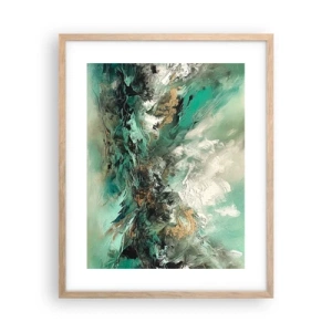 Pôster com moldura de carvalho claro - Surf esmeralda e preto - 40x50 cm