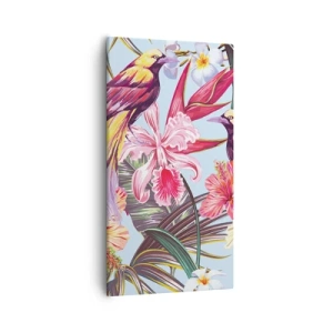 Quadro em tela - Pétalas e penas - 55x100 cm