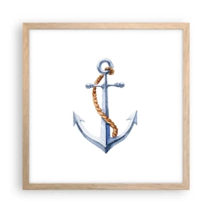 Pôster com moldura de carvalho claro - Ahoy aventura! - 40x40 cm