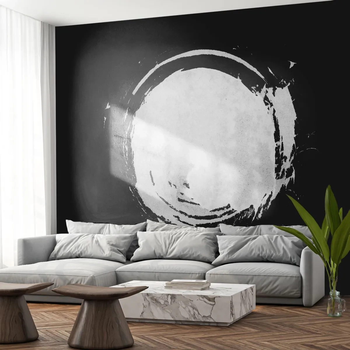 Papel de Parede Autocolante Deluxe Sticker - Boa saída - Roda, Planeta, Lua - 250x175 cm
