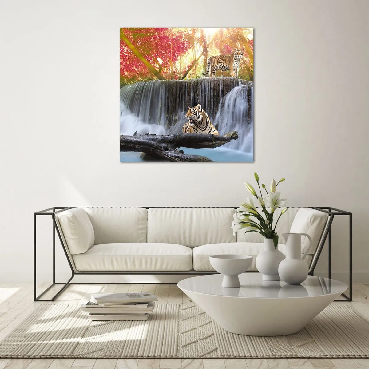 Quadro em vidro - Paisagem surrealista    - 30x30 cm