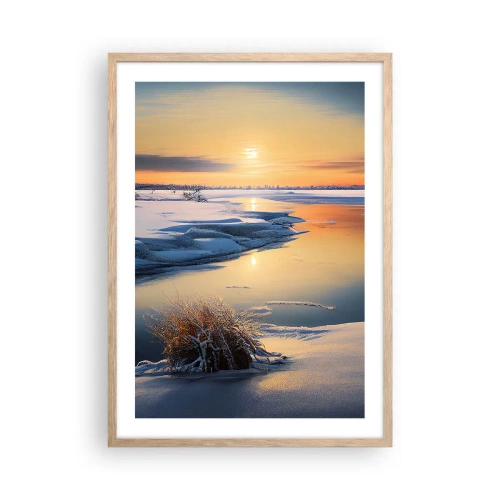 Pôster com moldura de carvalho claro - Pôr do sol de inverno - 50x70 cm
