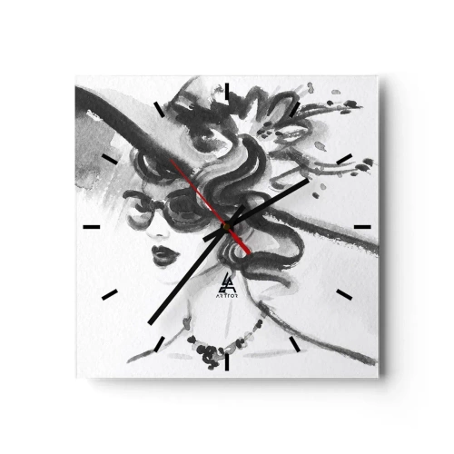 Relógio de parede - Relógio em vidro - Uma dama com caráter - 40x40 cm