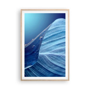 Pôster com moldura de carvalho claro - Gotas escondidas no azul - 61x91 cm