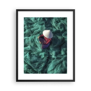 Pôster com moldura preta - Num mar de redes - 40x50 cm
