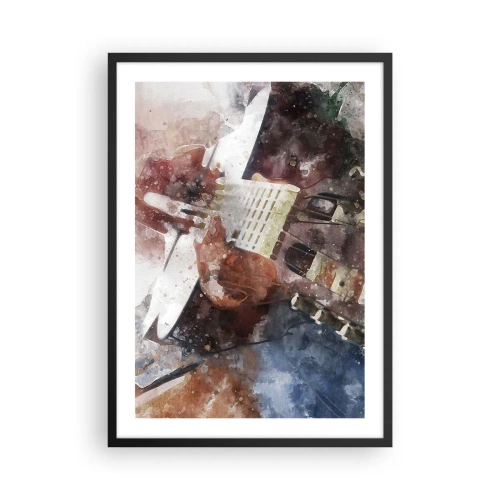 Pôster com moldura preta - Representação artística de uma guitarra em estilo aquarela - 50x70cm - E o que acha? - Decoração de parede moderna para a sala de estar e quarto ARTTOR