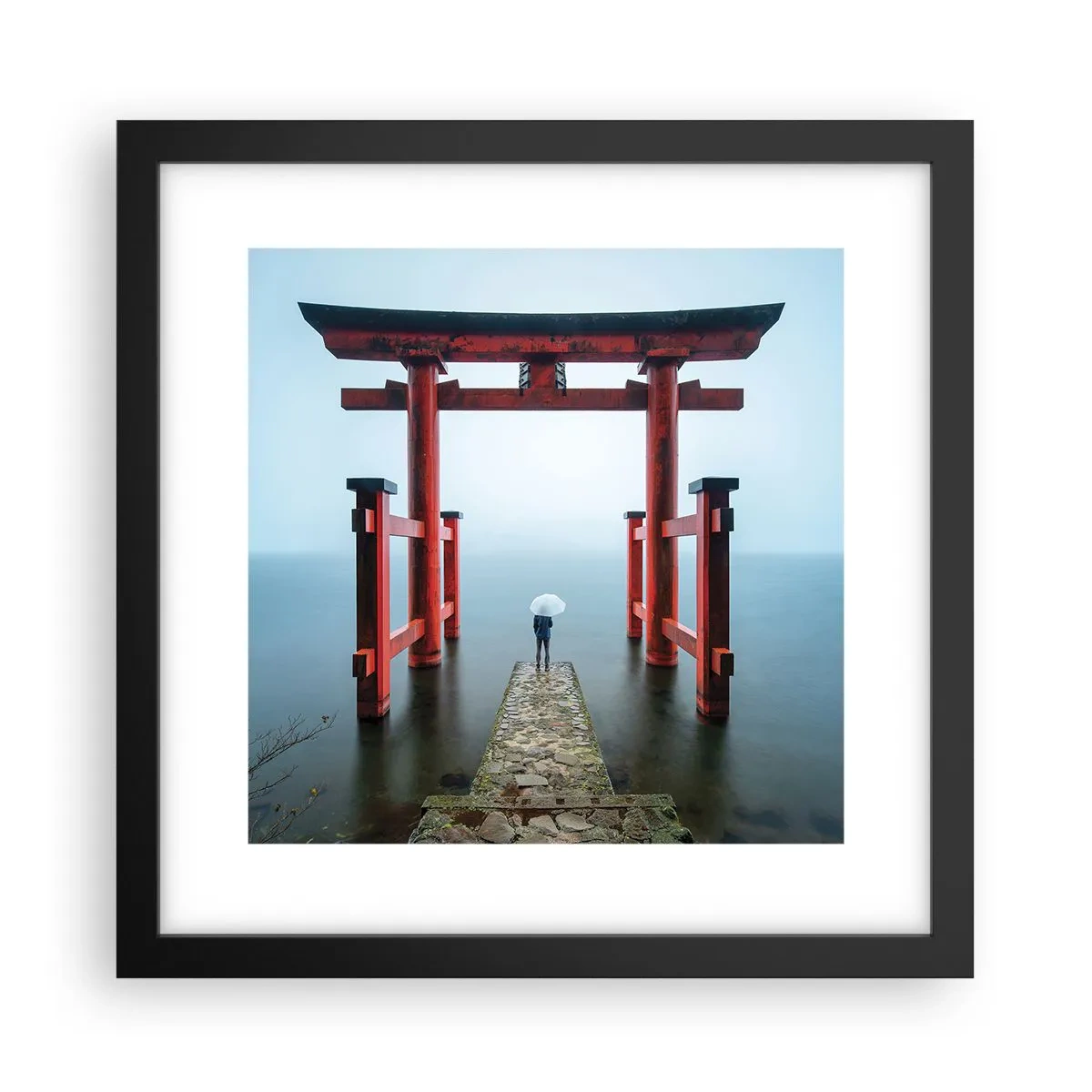 Pôster com moldura preta - Devaneio japonês - 30x30 cm