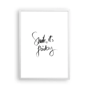 Pôster em moldura branca - Verdadeira alegria - 50x70 cm