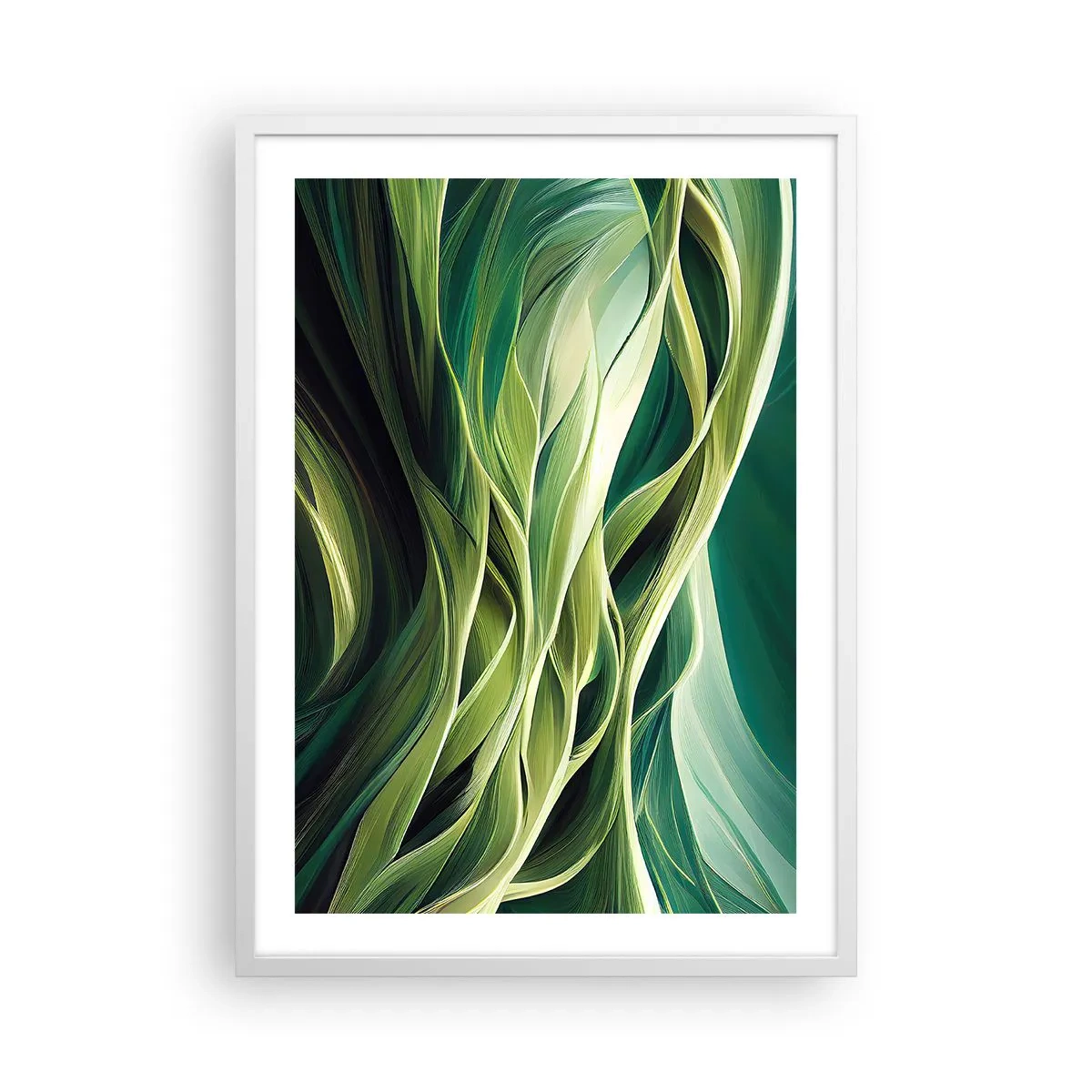 Pôster em moldura branca - Jogo verde abstrato - 50x70 cm
