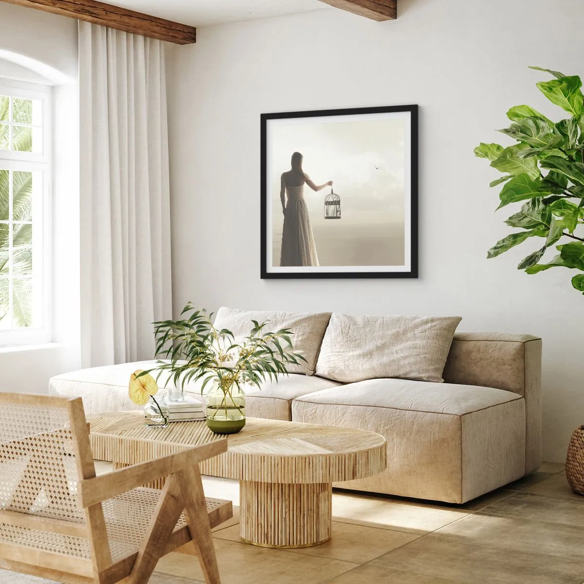 Pôster com moldura preta - Seja livre - 60x60 cm