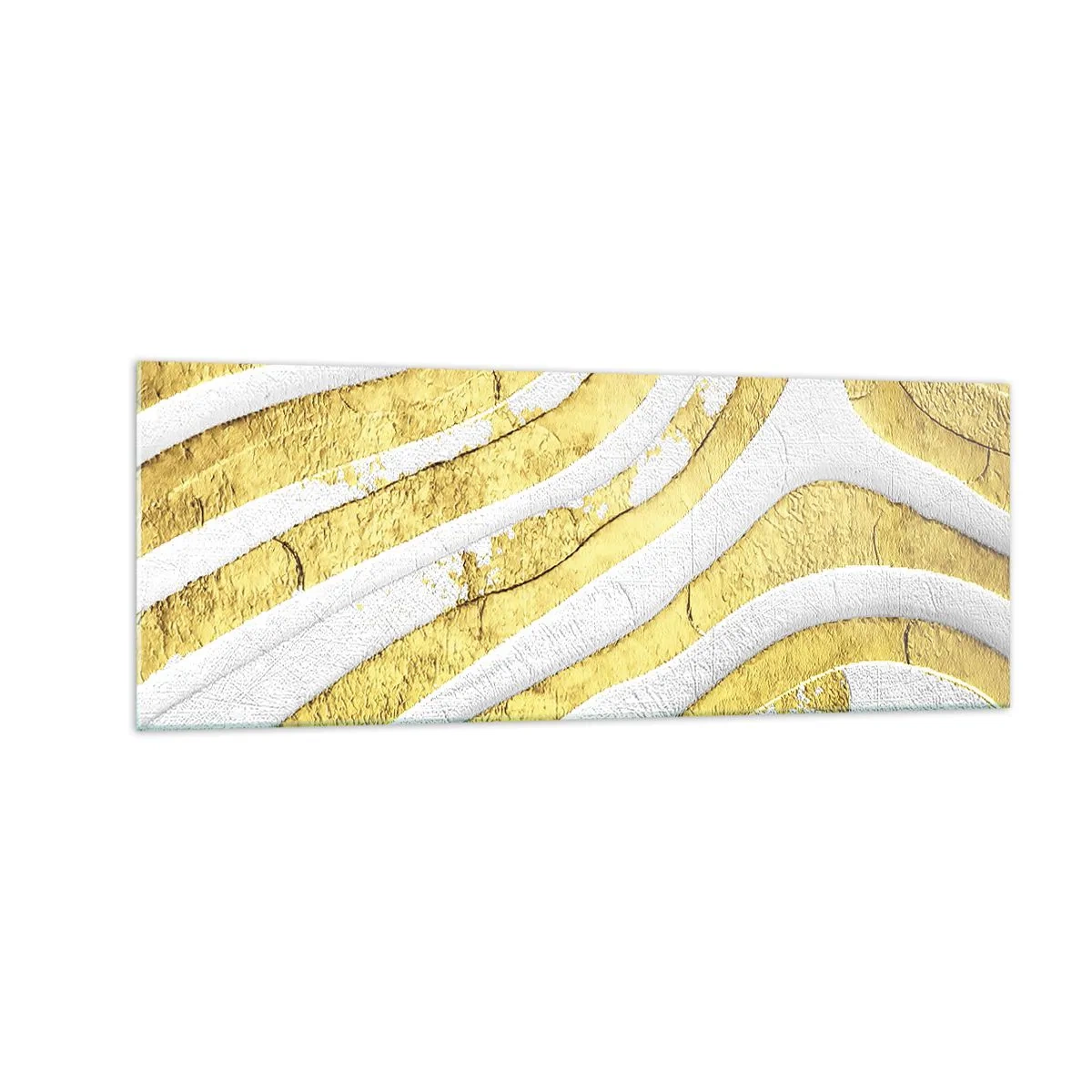 Quadro em vidro - Composição a branco e ouro - 140x50 cm