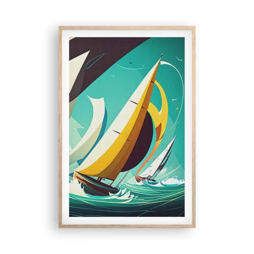 Pôster com moldura de carvalho claro - Boa sorte com os elementos - 61x91 cm