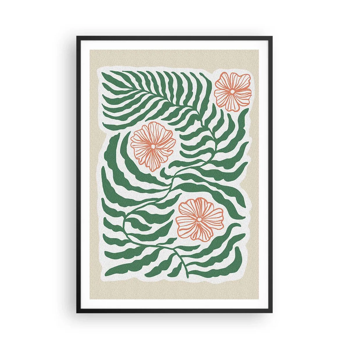 Pôster com moldura preta - Florescendo em verde - 70x100 cm