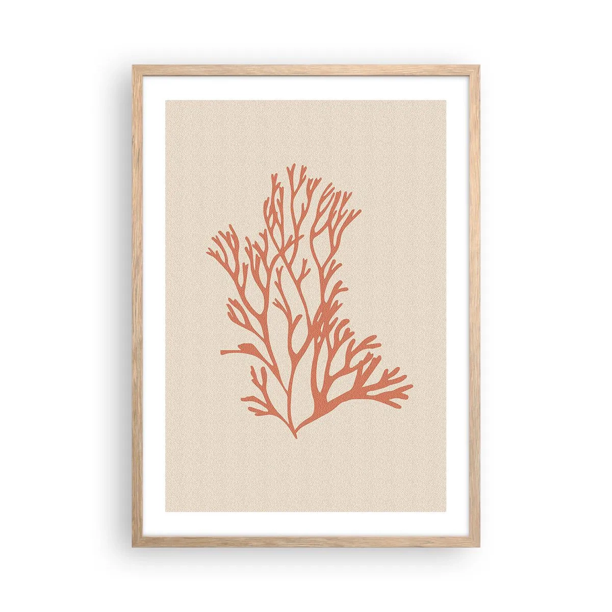 Pôster com moldura de carvalho claro - Filigrana coral - 50x70 cm