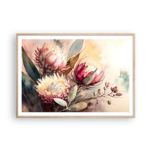 Pôster com moldura de carvalho claro - De perfil e de frente - 100x70 cm