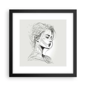 Pôster com moldura preta - Retrato em pensamento - 30x30 cm