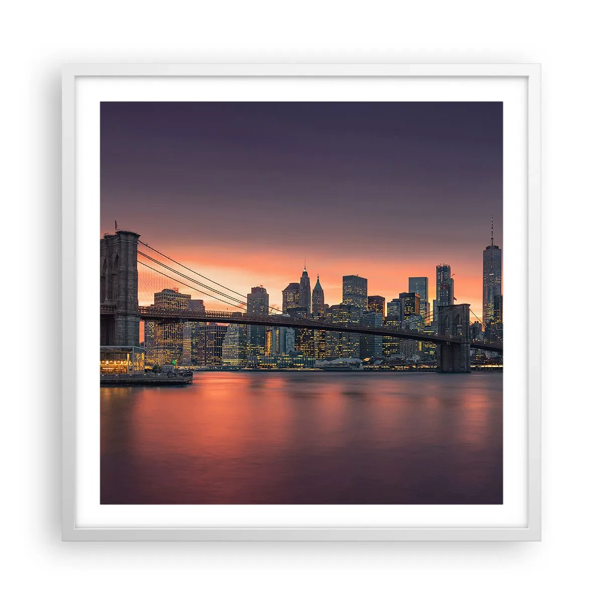 Pôster em moldura branca - Imersa no silêncio lilás - 60x60 cm