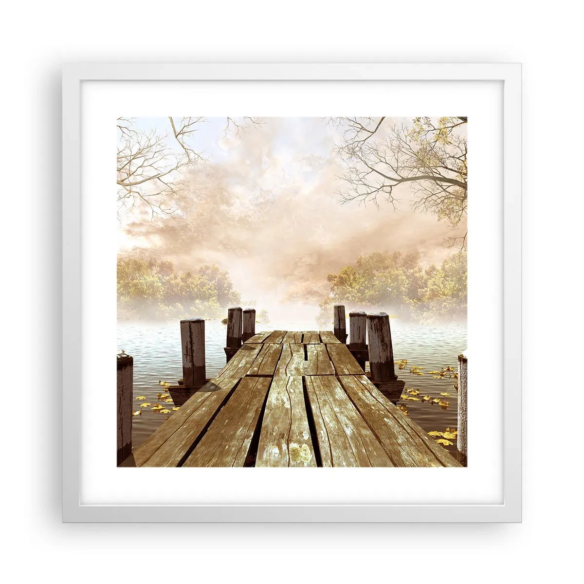 Pôster em moldura branca - A leve tristeza do outono - 40x40 cm