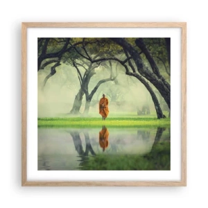 Pôster com moldura de carvalho claro - A caminho da iluminação - 50x50 cm