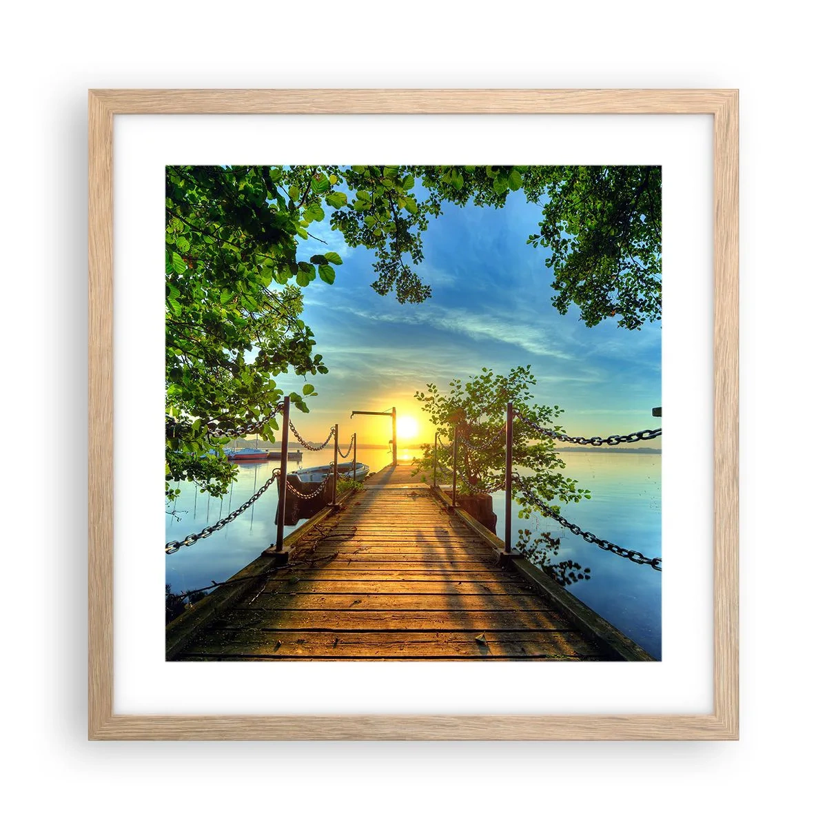 Pôster com moldura de carvalho claro - Oeste sobre a água - 40x40 cm