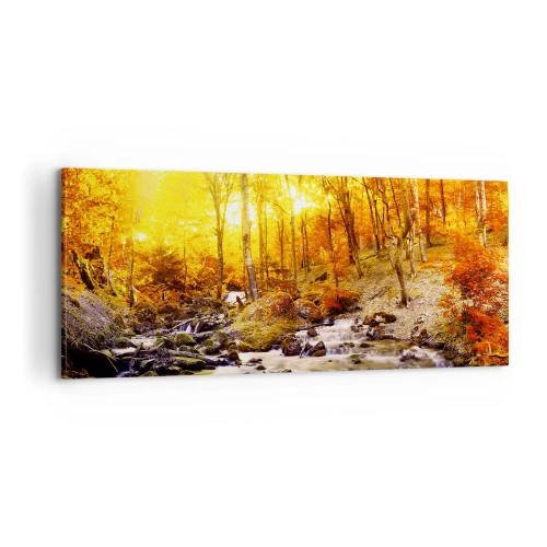 Quadro em tela - Pedras emolduradas em ouro e platina - 100x40 cm