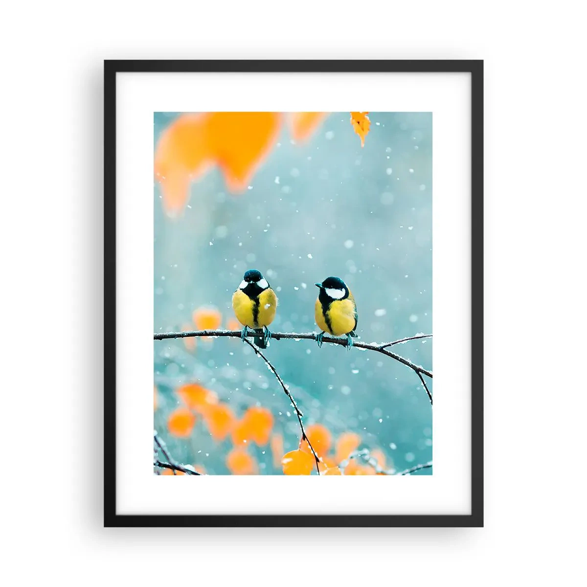 Pôster com moldura preta - Fofoca de pássaros - 40x50 cm