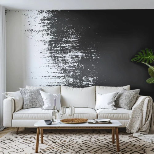 Papel de Parede Autocolante Deluxe Sticker - E o vencedor é... - Abstração, Pedaço, Preto e branco - 250x175 cm