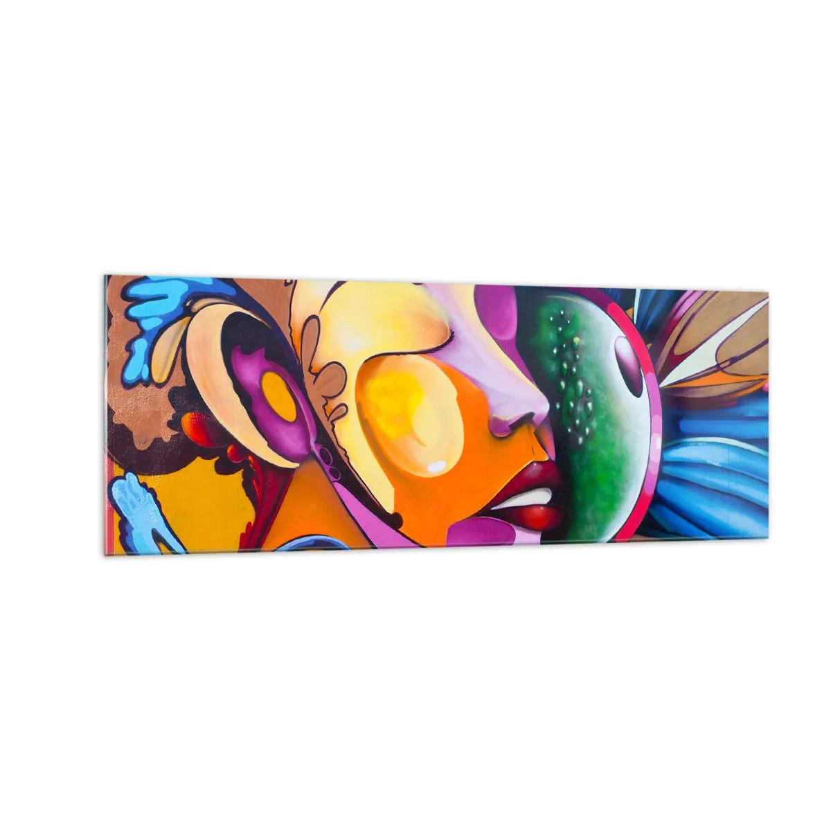 Quadro em vidro - Toque de cor - 140x50 cm