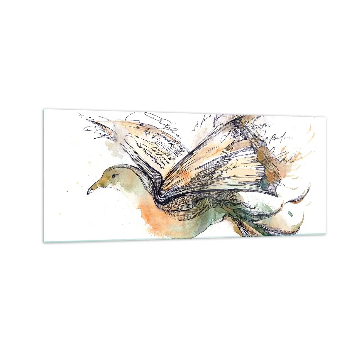 Quadro em vidro - Nas asas da poesia - 100x40 cm