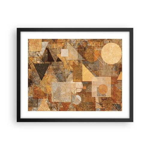Pôster com moldura preta - Estudo Cubista em Bronze - 50x40 cm