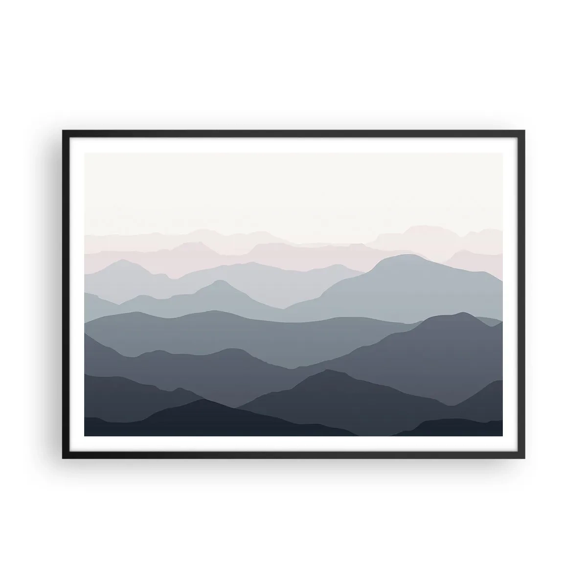 Pôster com moldura preta - Ondas de montanha - 100x70 cm
