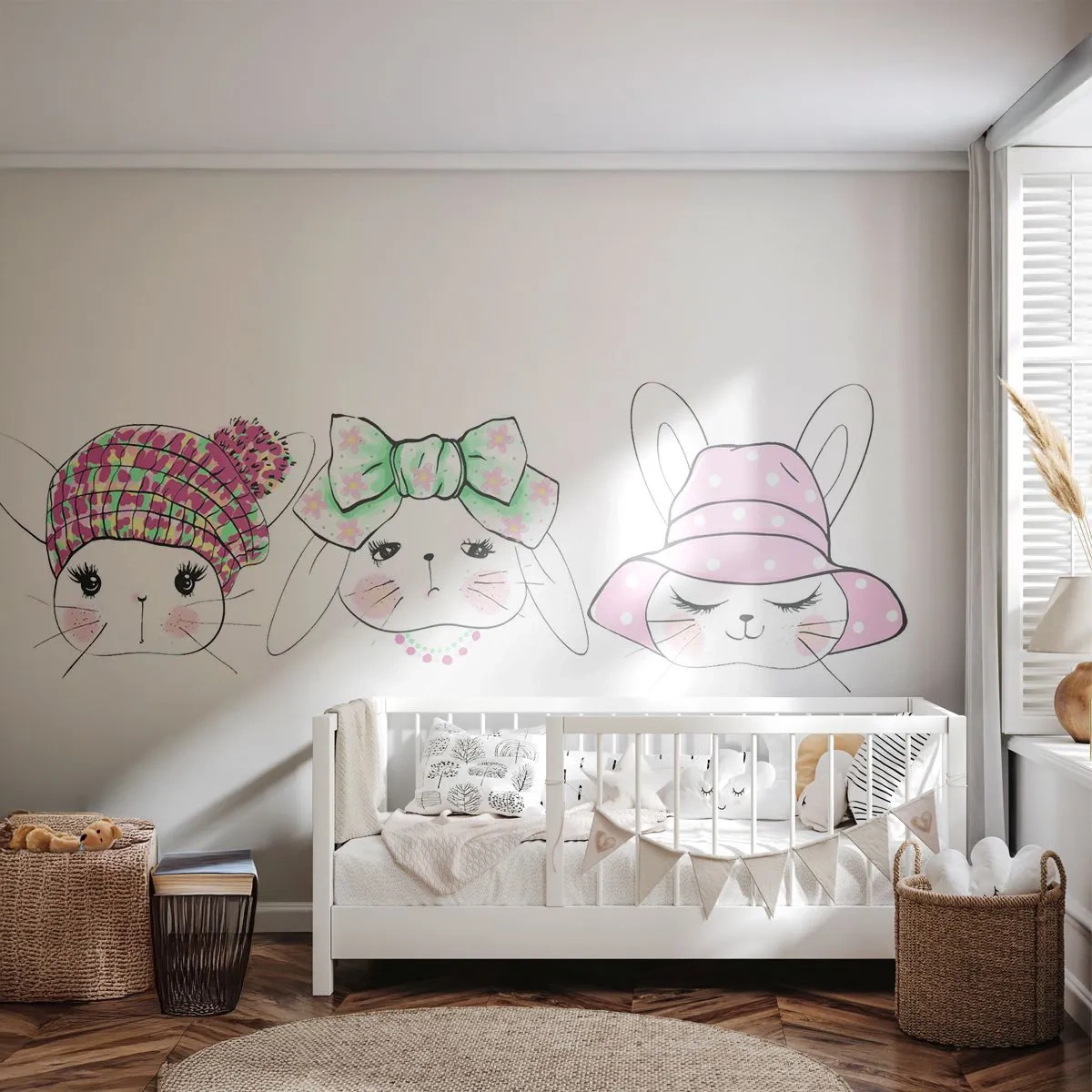 Papel de Parede Premium Canvas - Pensativa, triste, contente - Para crianças, Gráficos, Ilustração - 250x175 cm