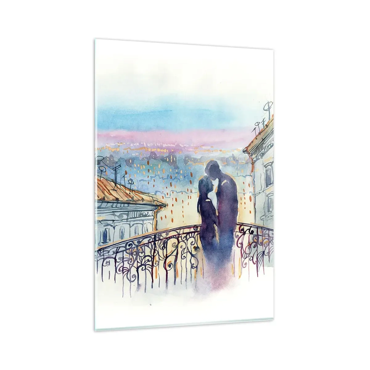 Quadro em vidro - Amantes parisienses - 80x120 cm