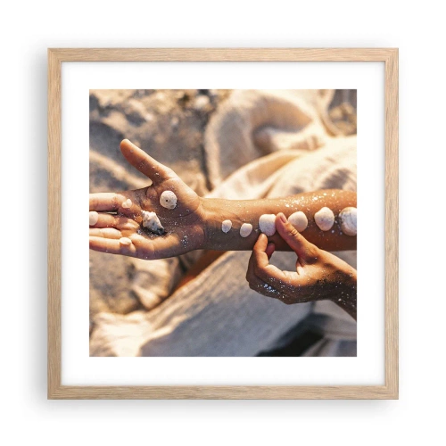 Pôster com moldura de carvalho claro - Beleza na ponta dos dedos - 40x40 cm