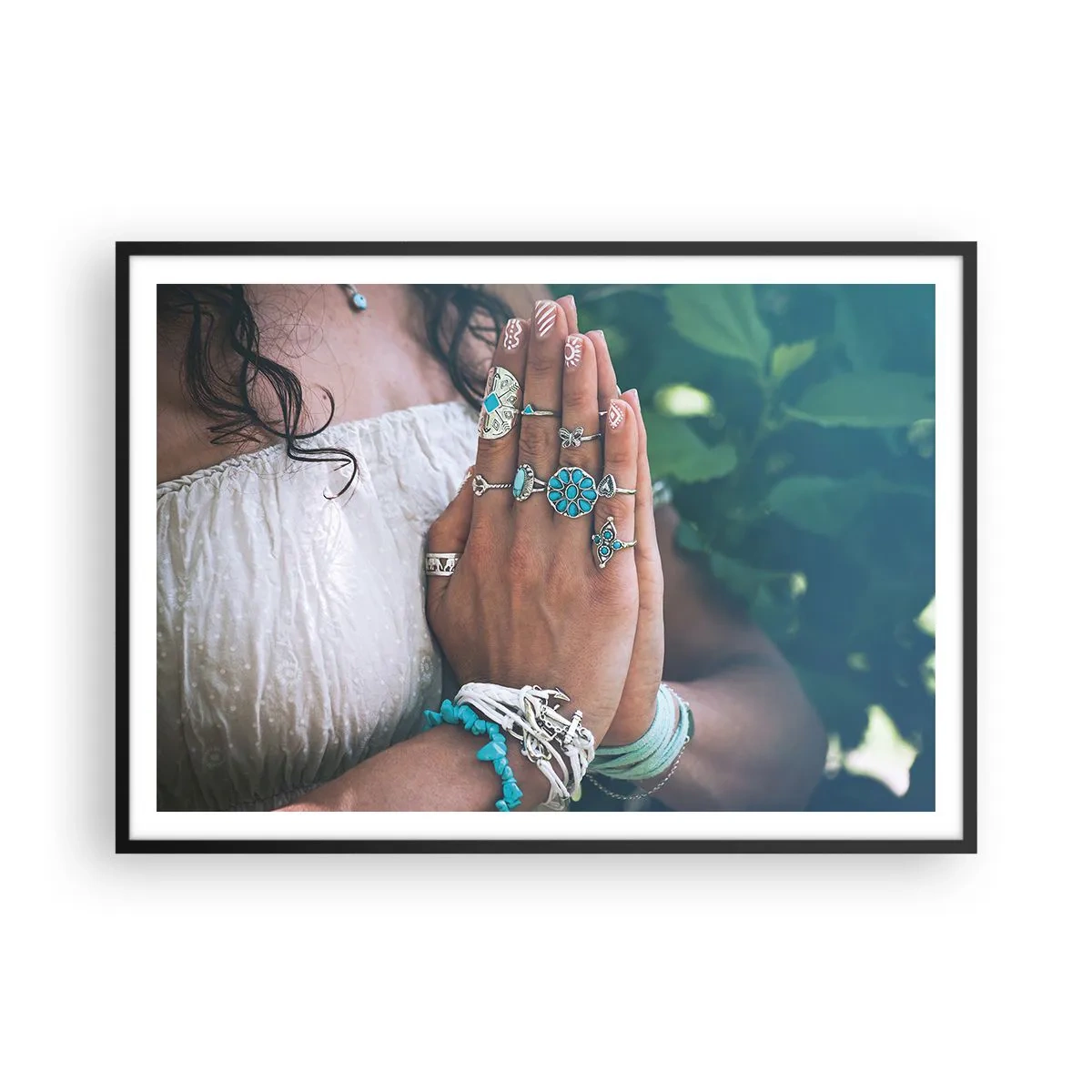 Pôster com moldura preta - Bem-vindo ao centro do ser - 100x70 cm