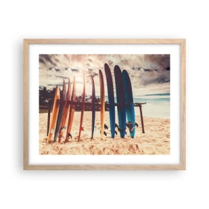 Pôster com moldura de carvalho claro - Boa noite, até amanhã - 50x40 cm