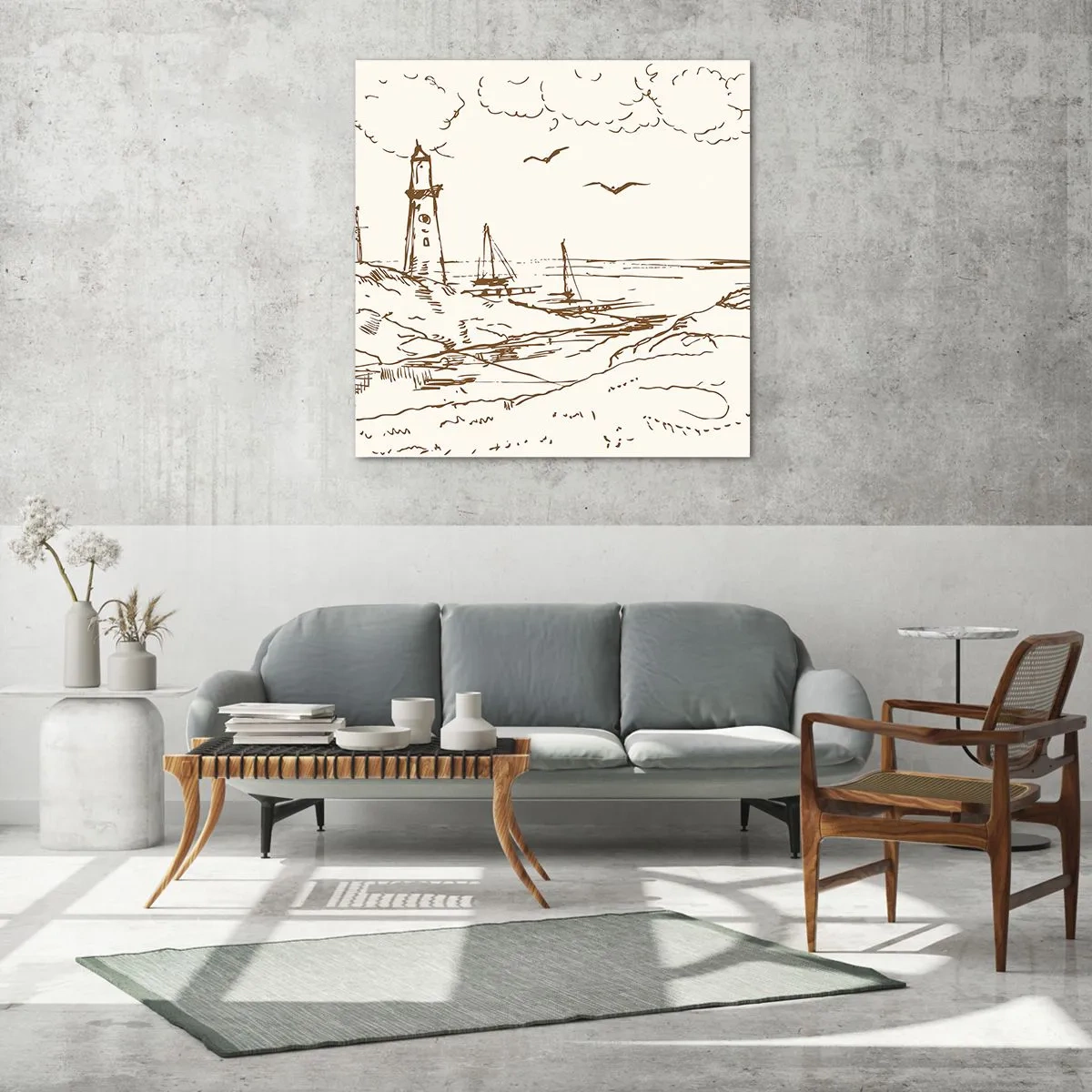 Quadro em vidro - Esboço das memórias do verão - 30x30 cm