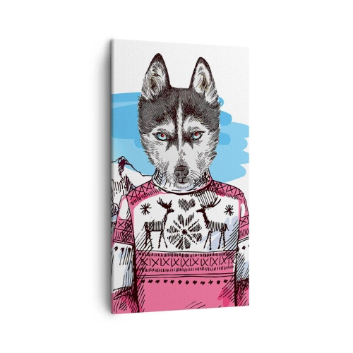 Quadro em tela - Lobo em lã de ovelha - 45x80 cm