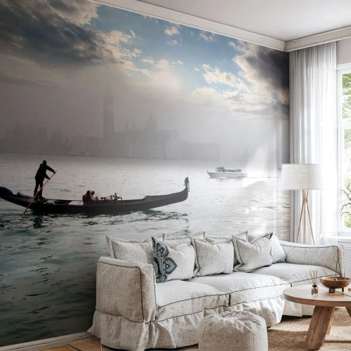 Papel de Parede Premium Sand - Uma cidade fabulosa feita de água e nevoeiro - Paisagem, Cidade, Veneza - 100x70 cm